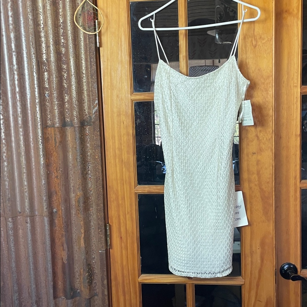 TheEveningStore.Com White Rayon Dress, Size M